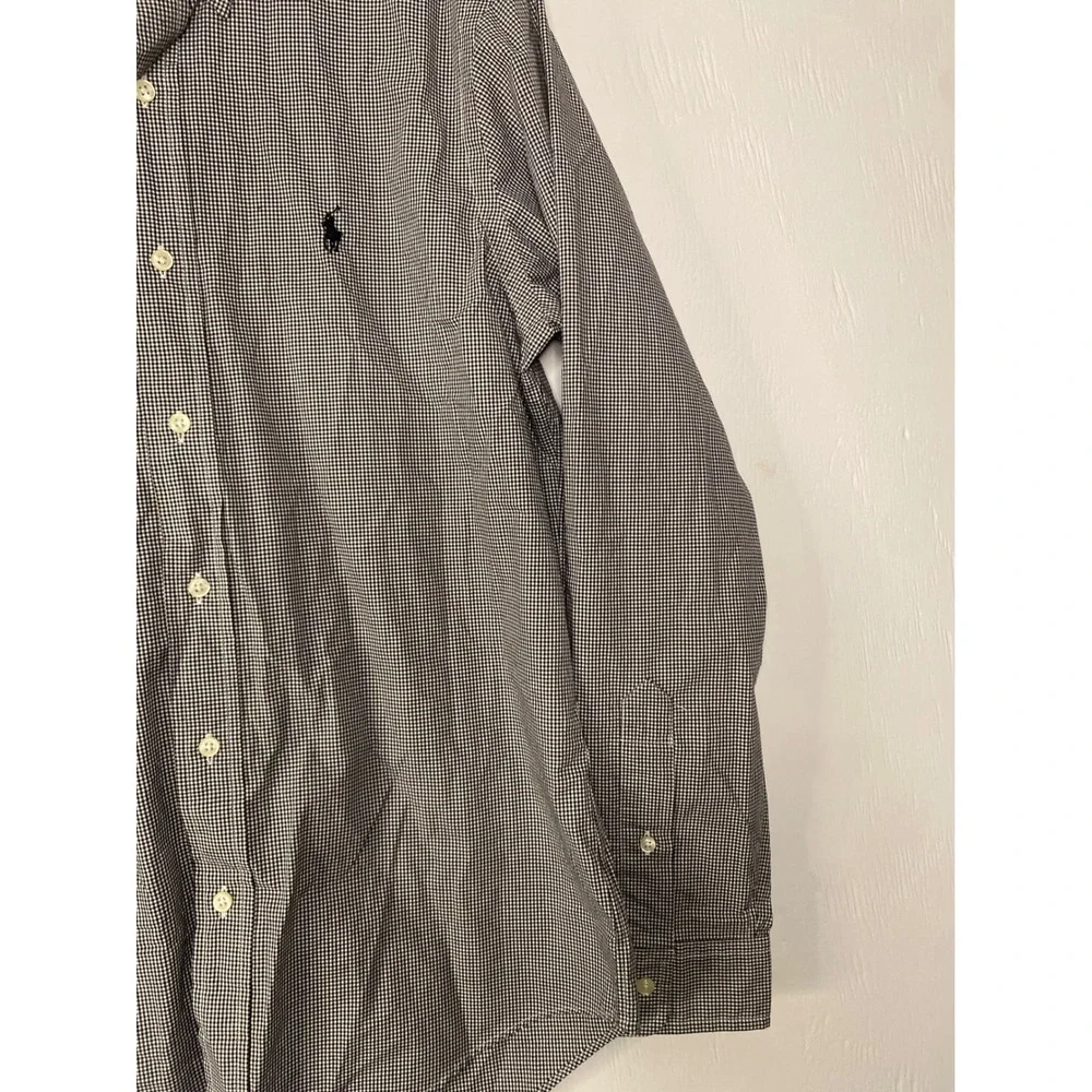 Polo Ralph Lauren Mens Button Down Shirt Black White Long Sleeve L Office Preppy
